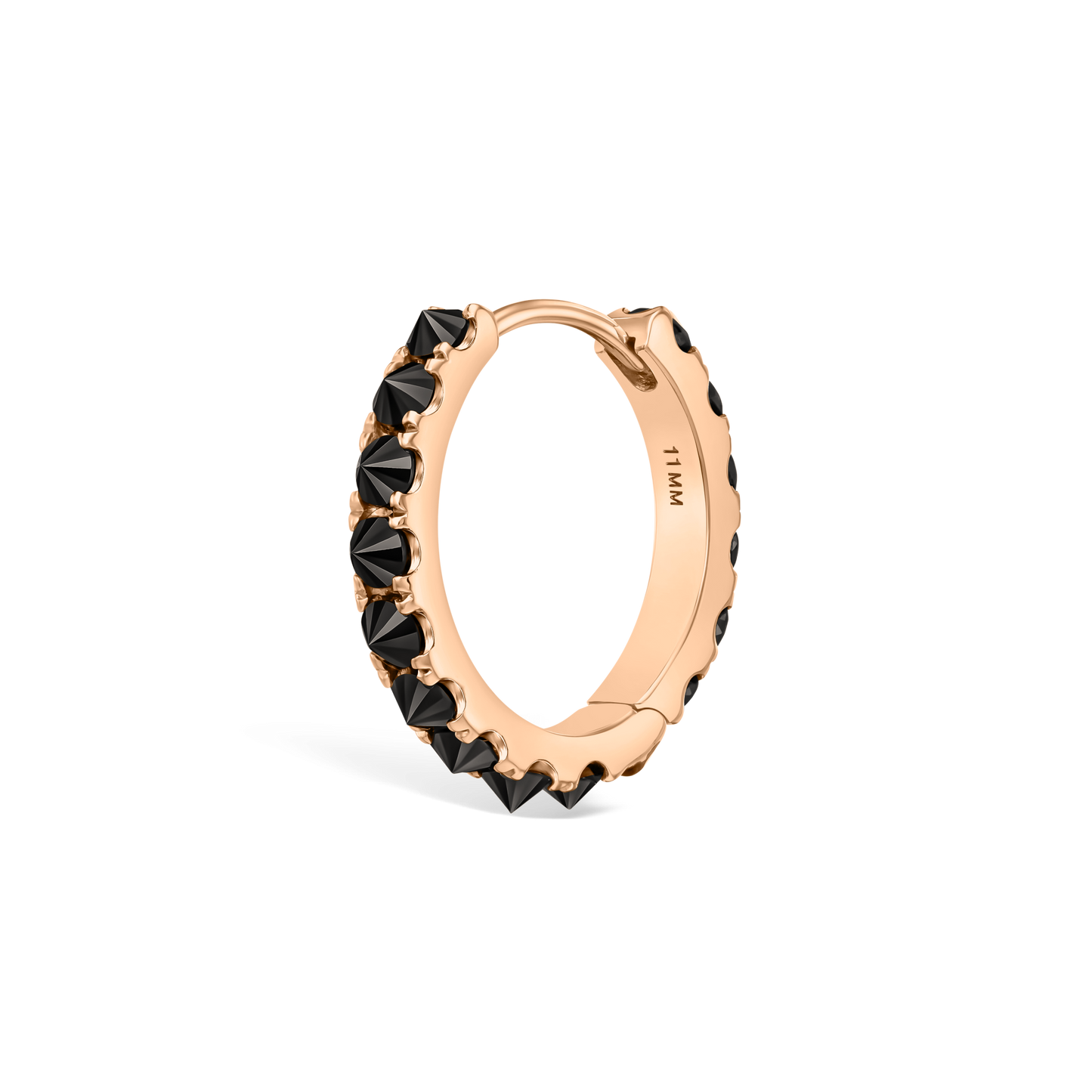 Reverse Set Black Diamond Eternity Hoop Earring