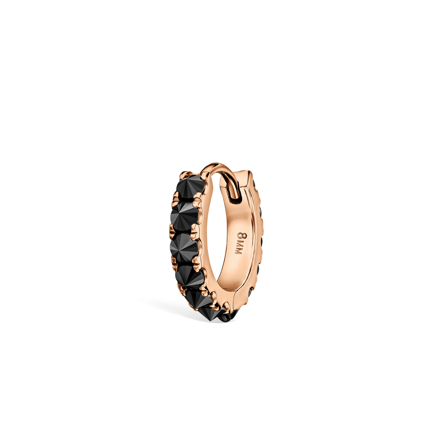 Reverse Set Black Diamond Eternity Hoop Earring