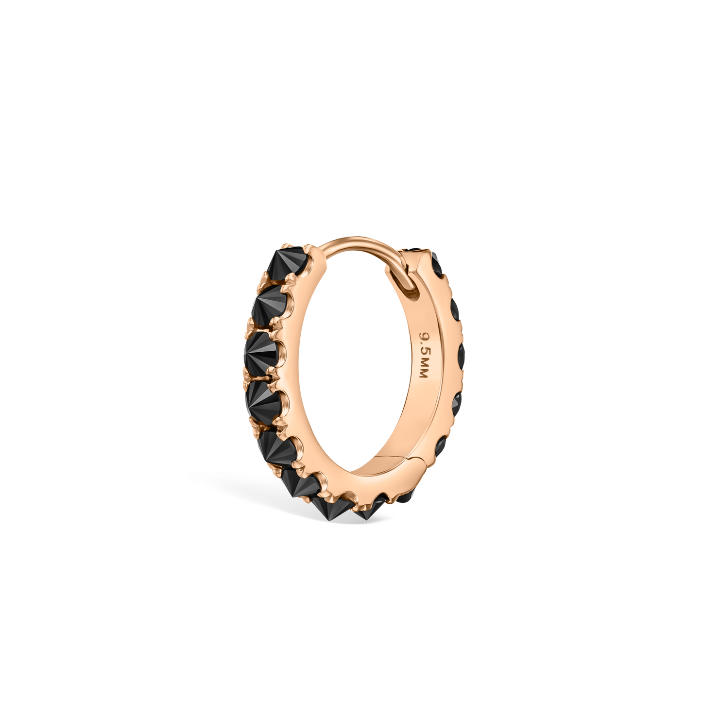 Reverse Set Black Diamond Eternity Hoop Earring