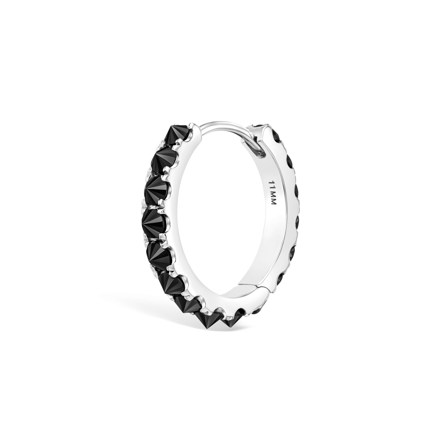 Reverse Set Black Diamond Eternity Hoop Earring