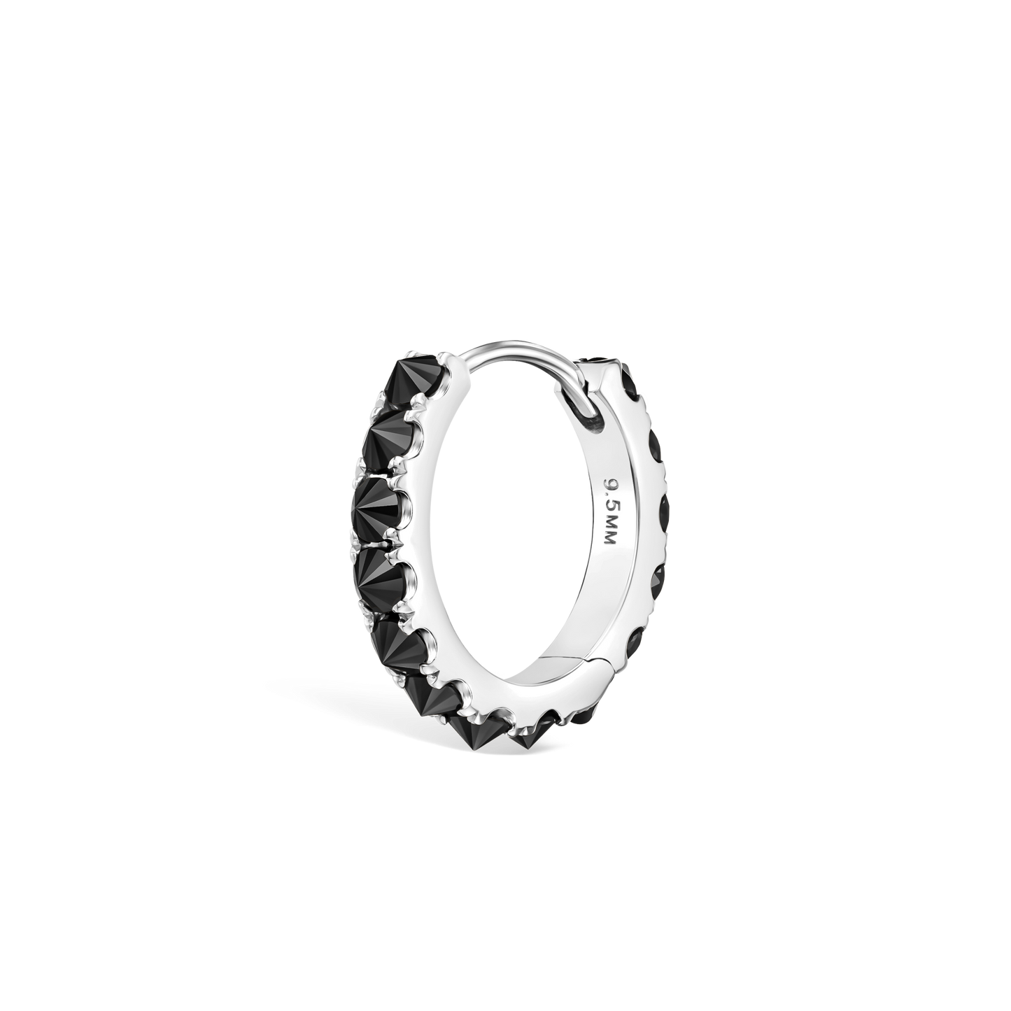 Reverse Set Black Diamond Eternity Hoop Earring