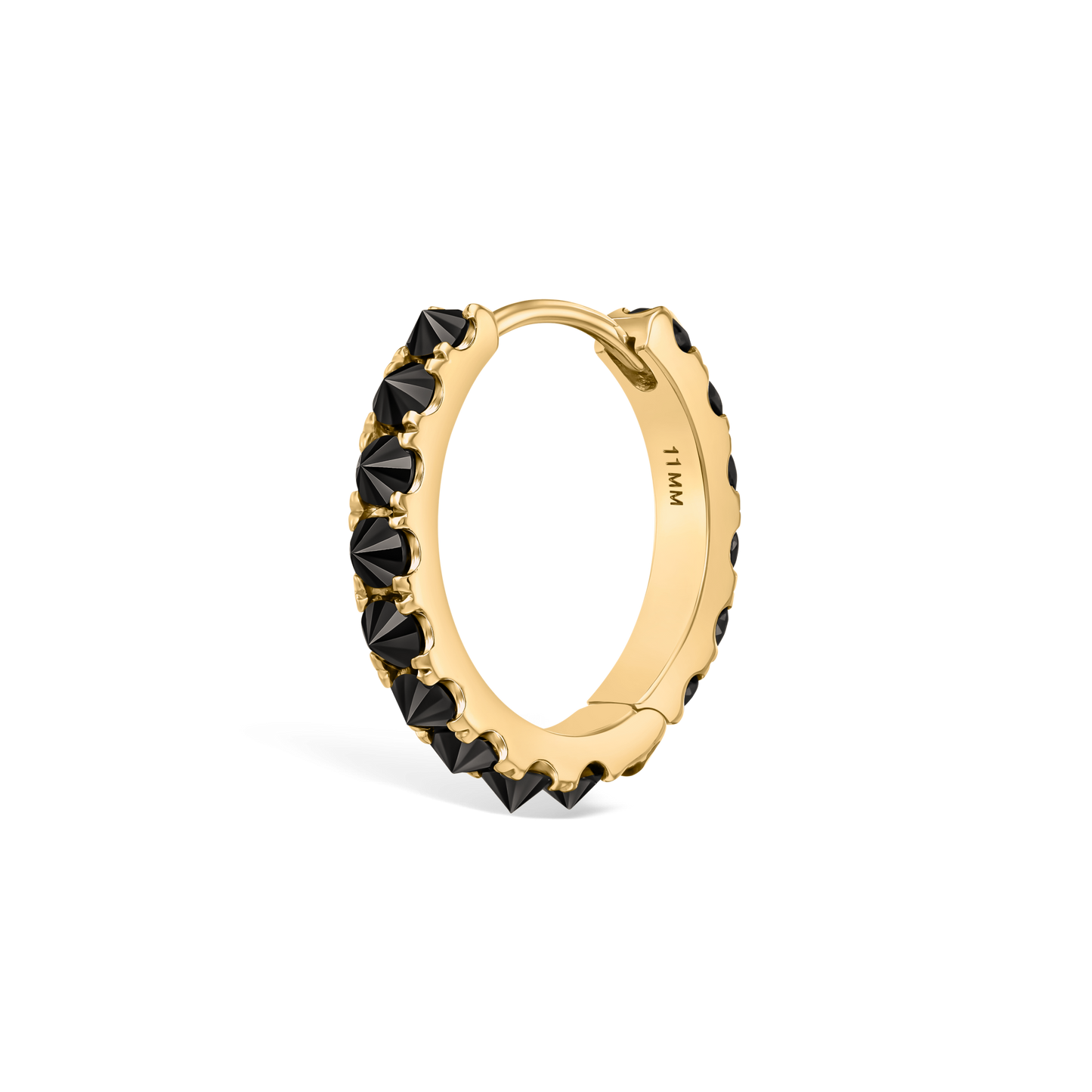 Reverse Set Black Diamond Eternity Hoop Earring