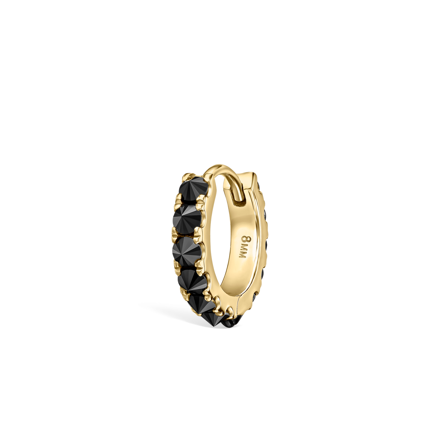 Reverse Set Black Diamond Eternity Hoop Earring