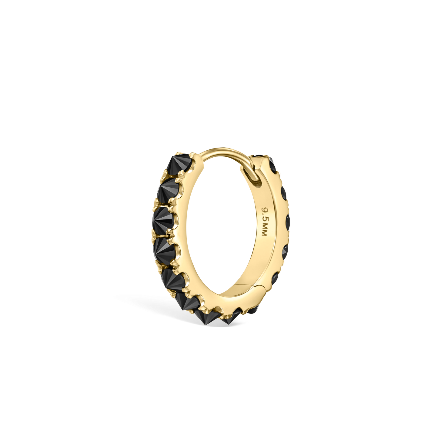 Reverse Set Black Diamond Eternity Hoop Earring