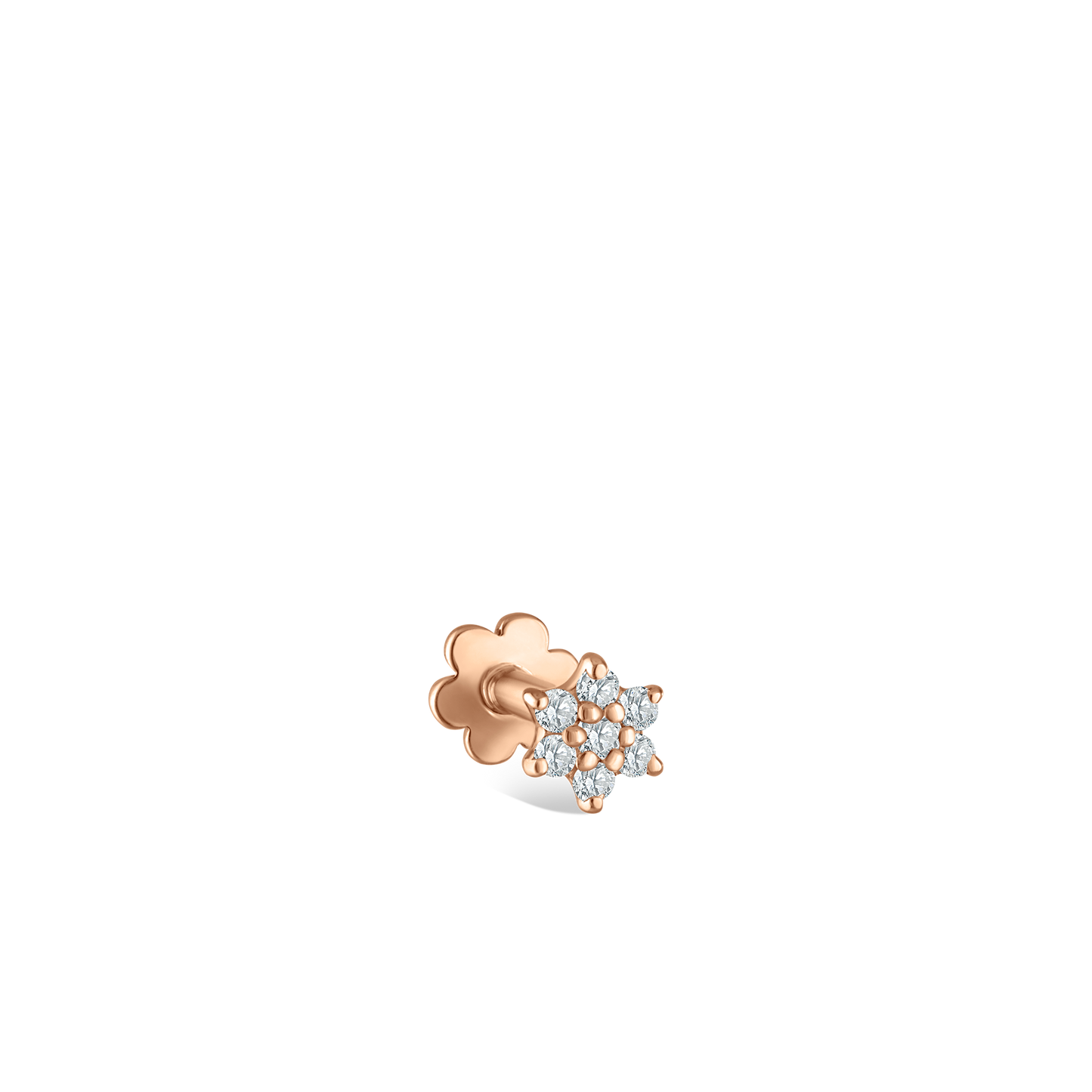 Diamond Flower Threaded Stud Earring
