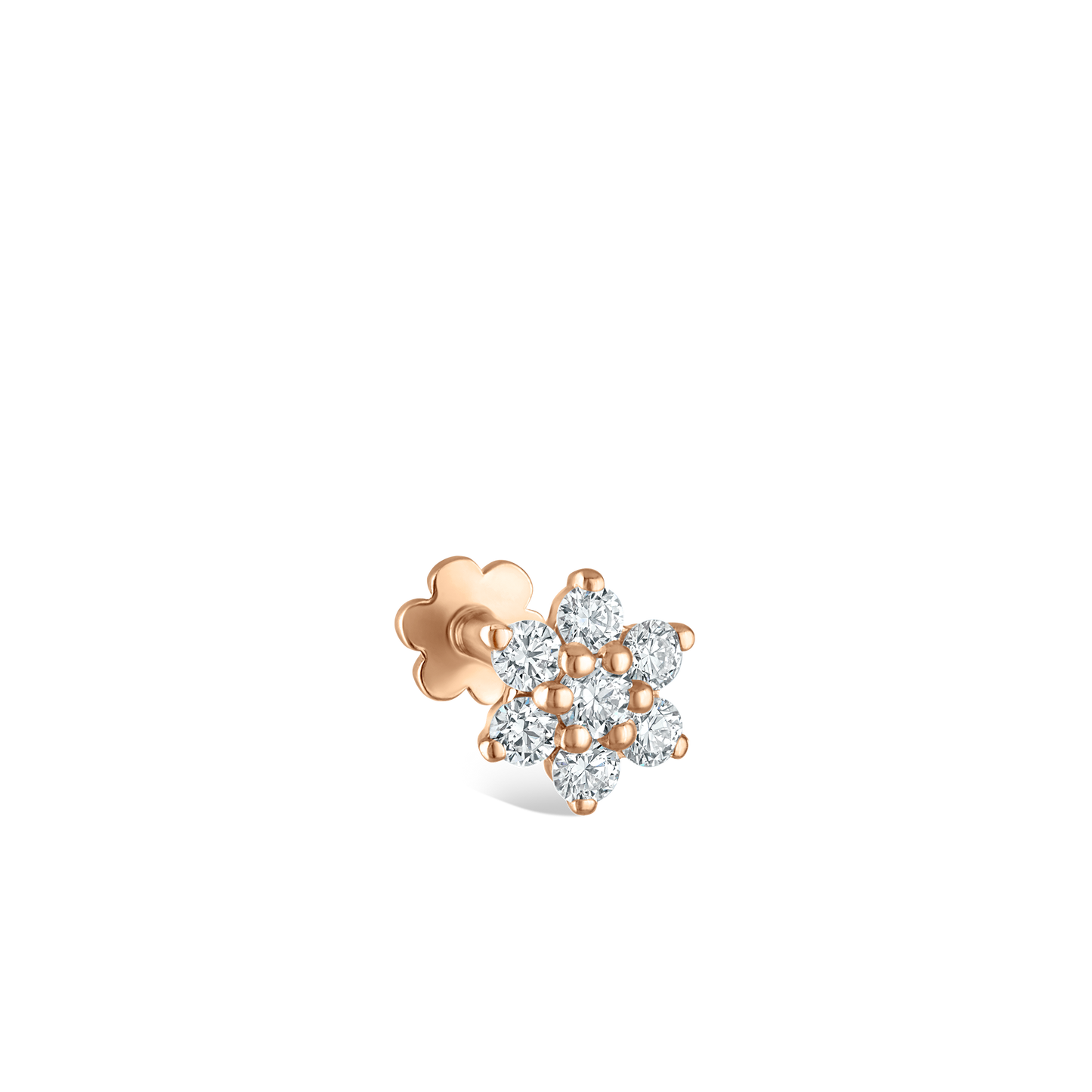 Diamond Flower Threaded Stud Earring