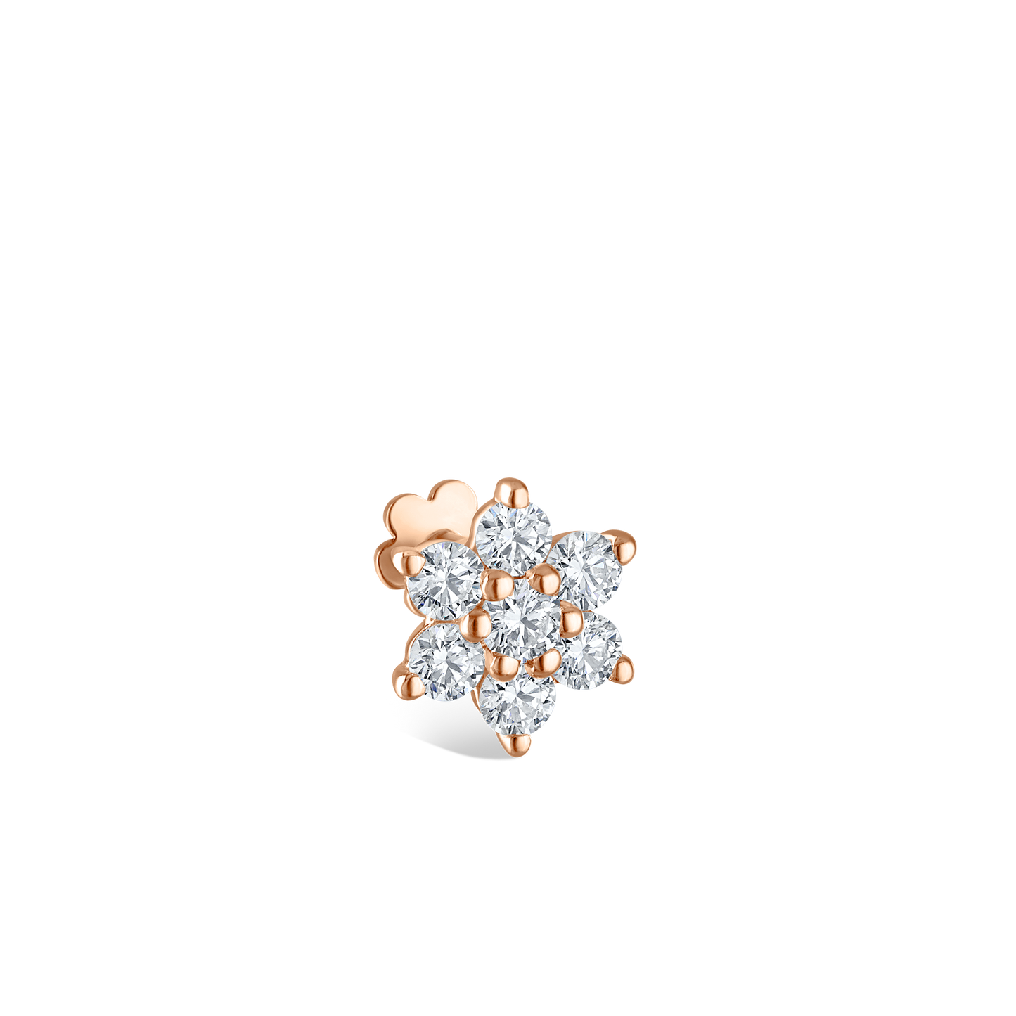 Diamond Flower Threaded Stud Earring