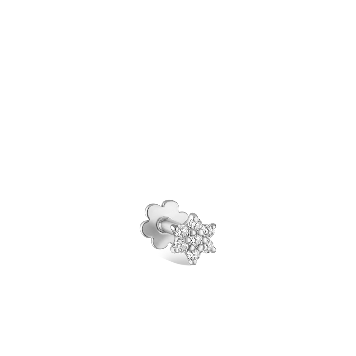 Diamond Flower Threaded Stud Earring