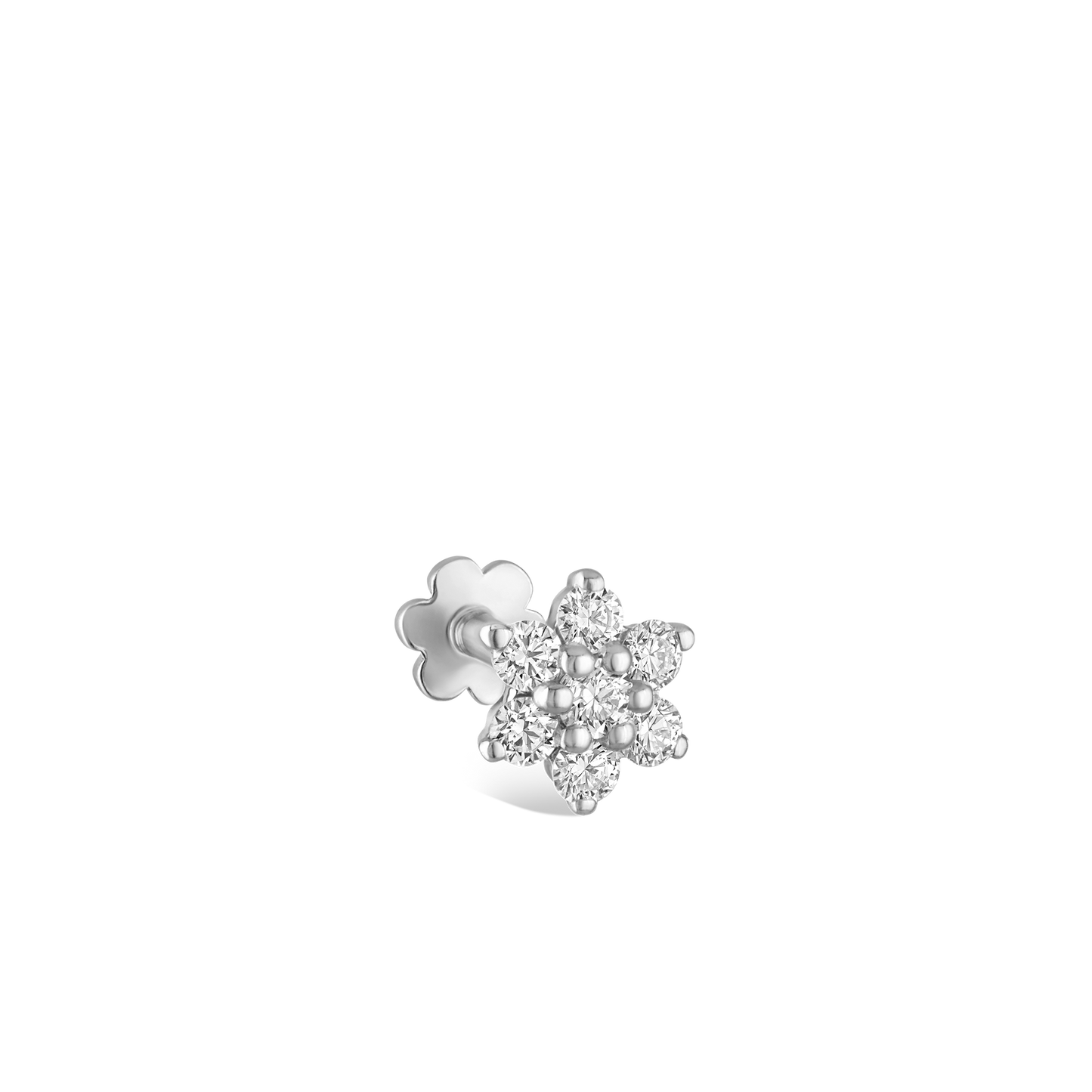 Diamond Flower Threaded Stud Earring