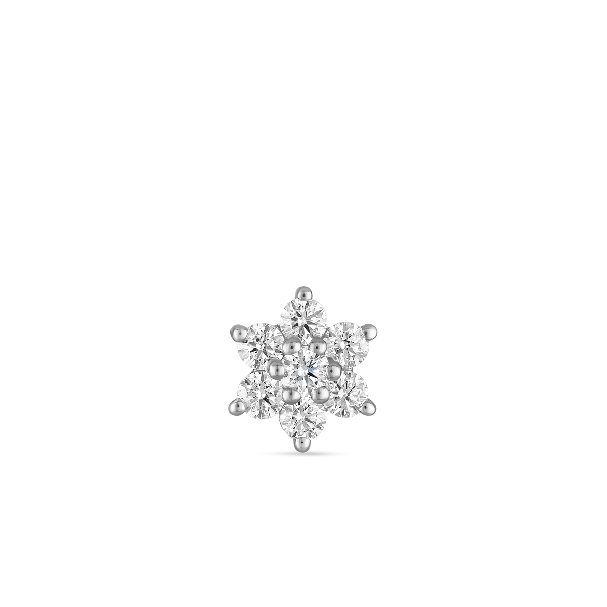 Diamond Flower Threaded Stud Earring