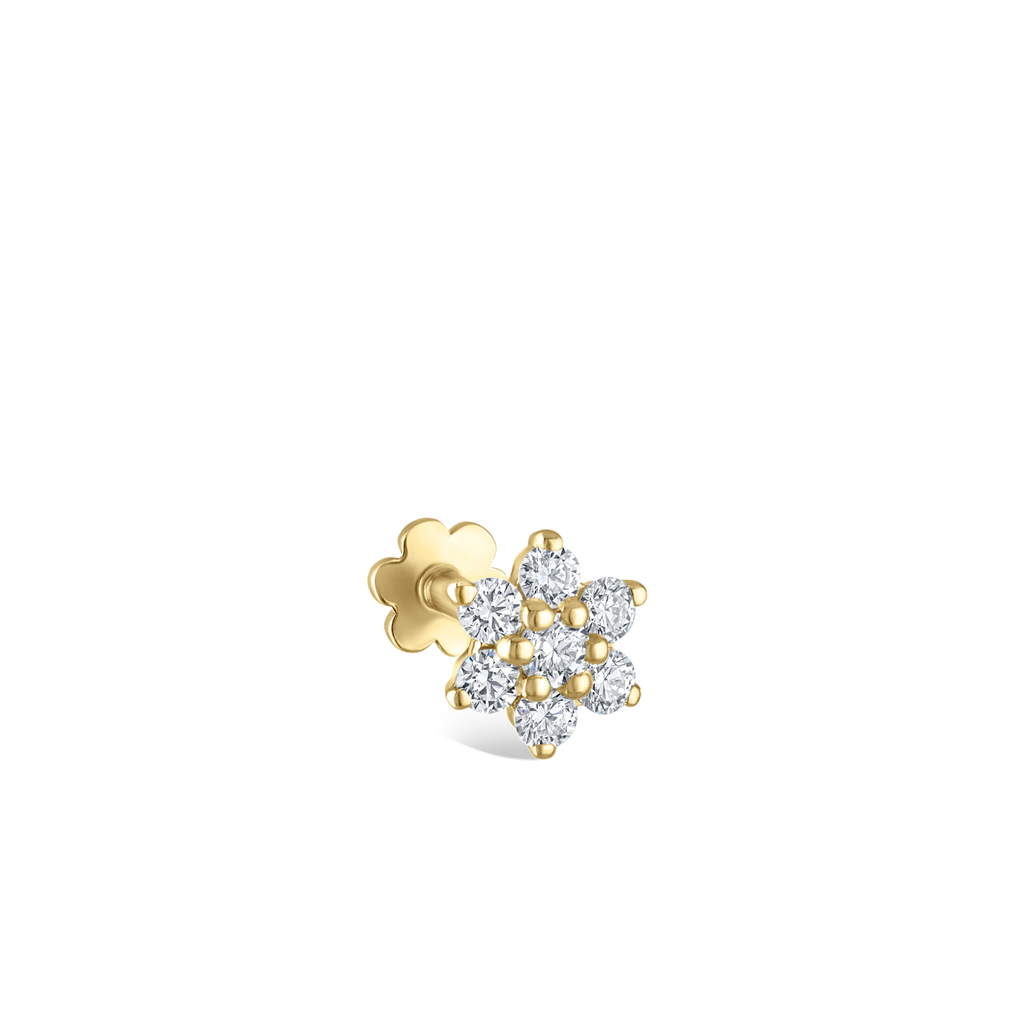 Diamond Flower Threaded Stud Earring