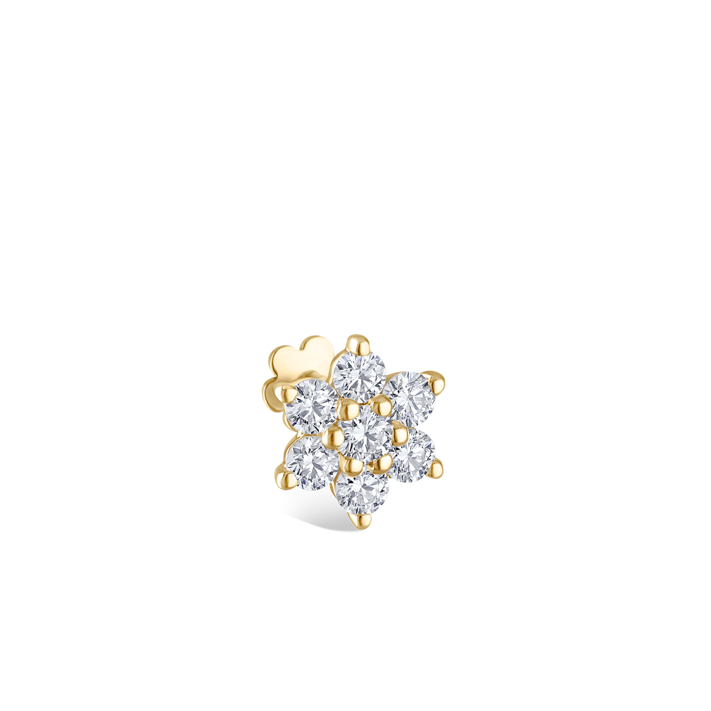 Diamond Flower Threaded Stud Earring