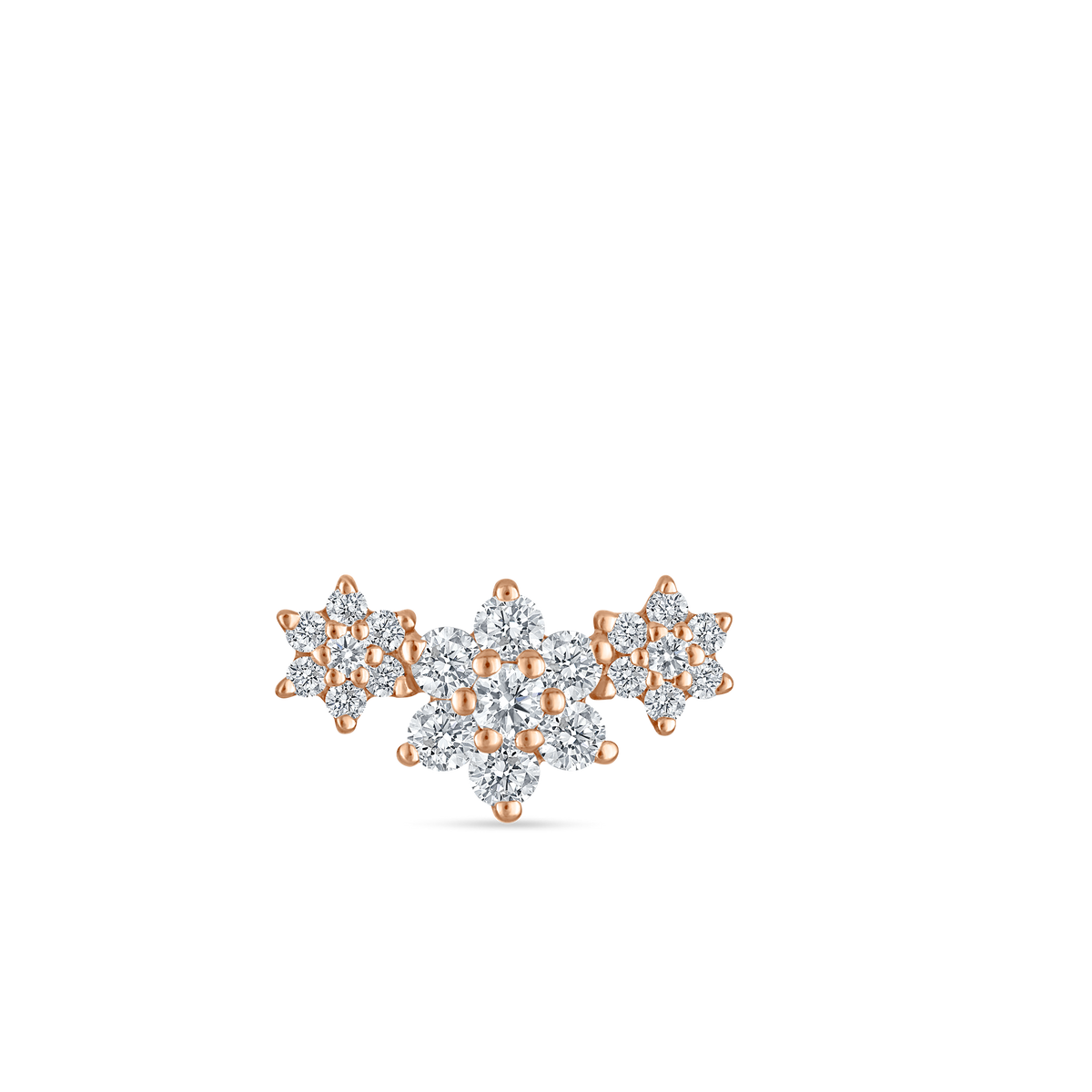 Three Flower Garland Diamond Threaded Stud Earring