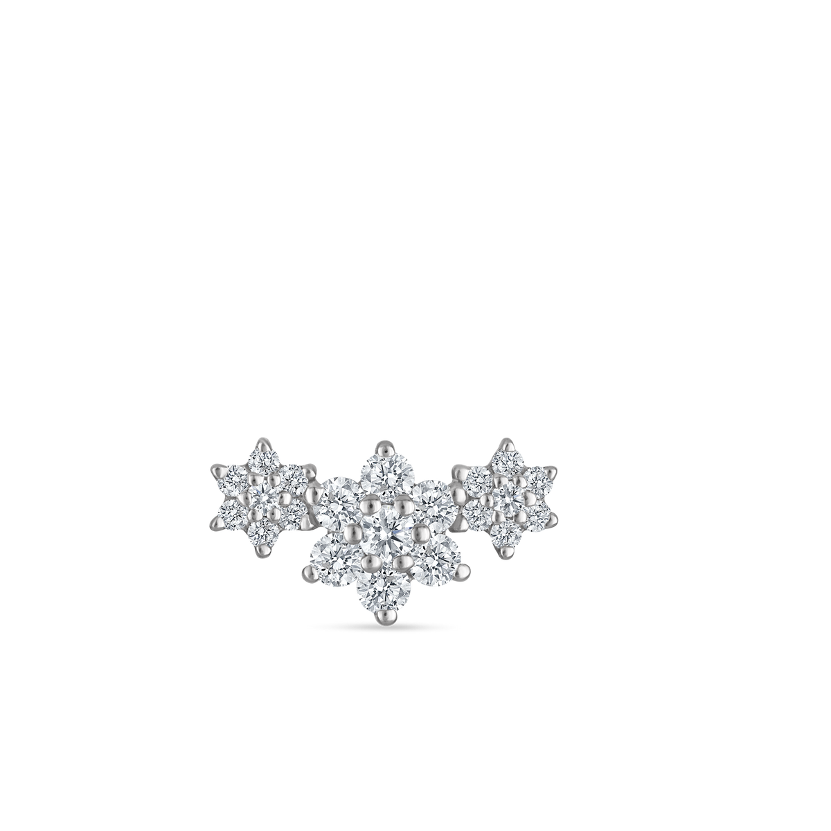 Three Flower Garland Diamond Threaded Stud Earring