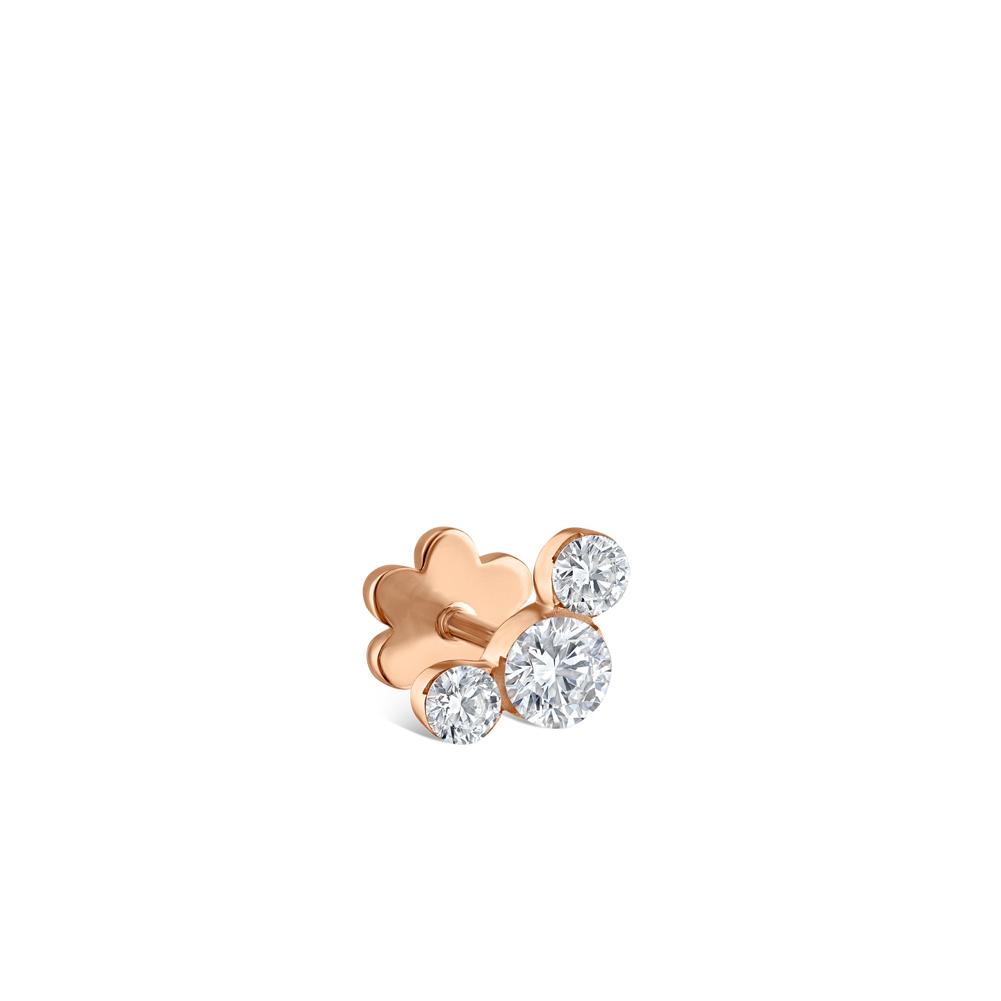 Invisible Set Three Diamond Curve Threaded Stud Earring