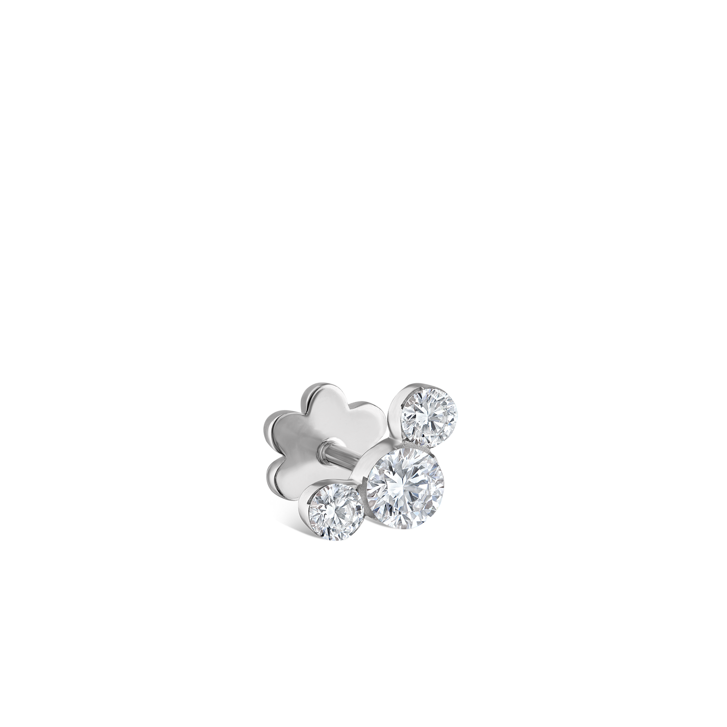 Invisible Set Three Diamond Curve Threaded Stud Earring