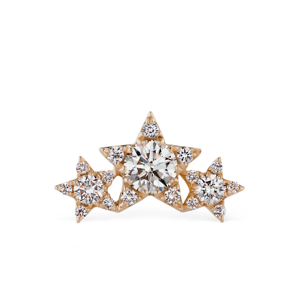 Diamond Three Star Garland Threaded Stud Earring