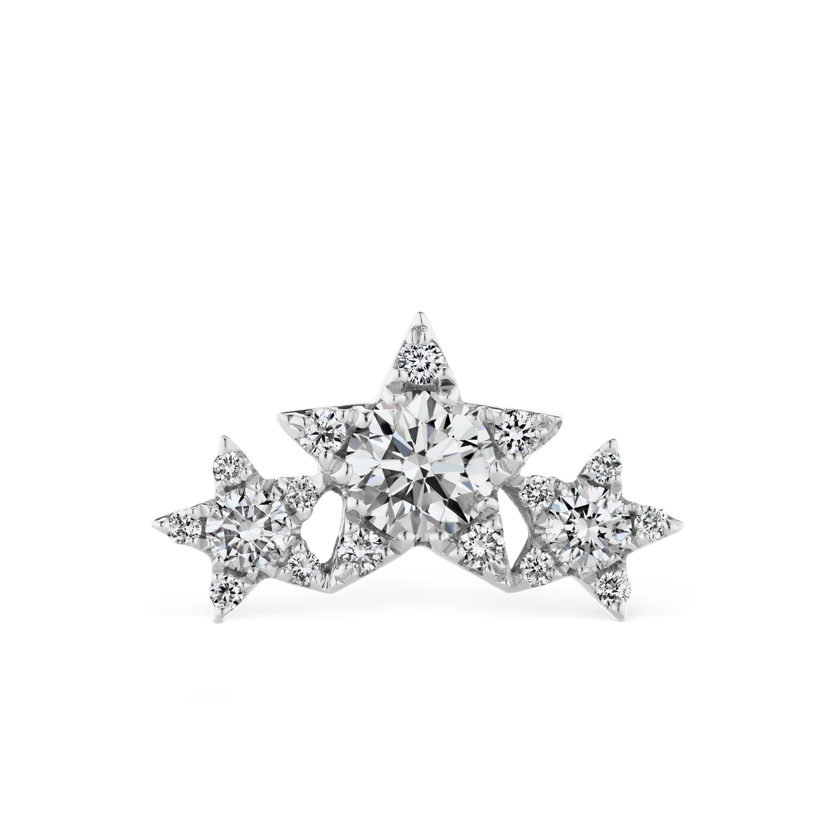 Diamond Three Star Garland Threaded Stud Earring