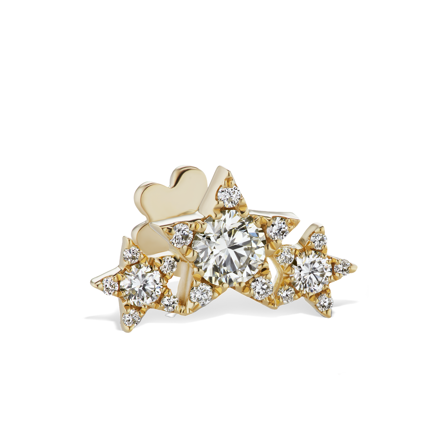 Diamond Three Star Garland Threaded Stud Earring