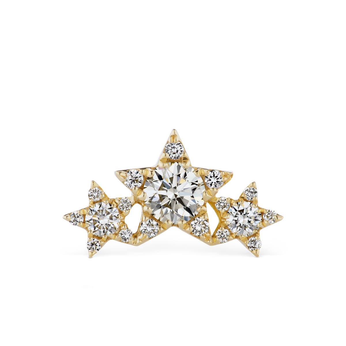 Diamond Three Star Garland Threaded Stud Earring