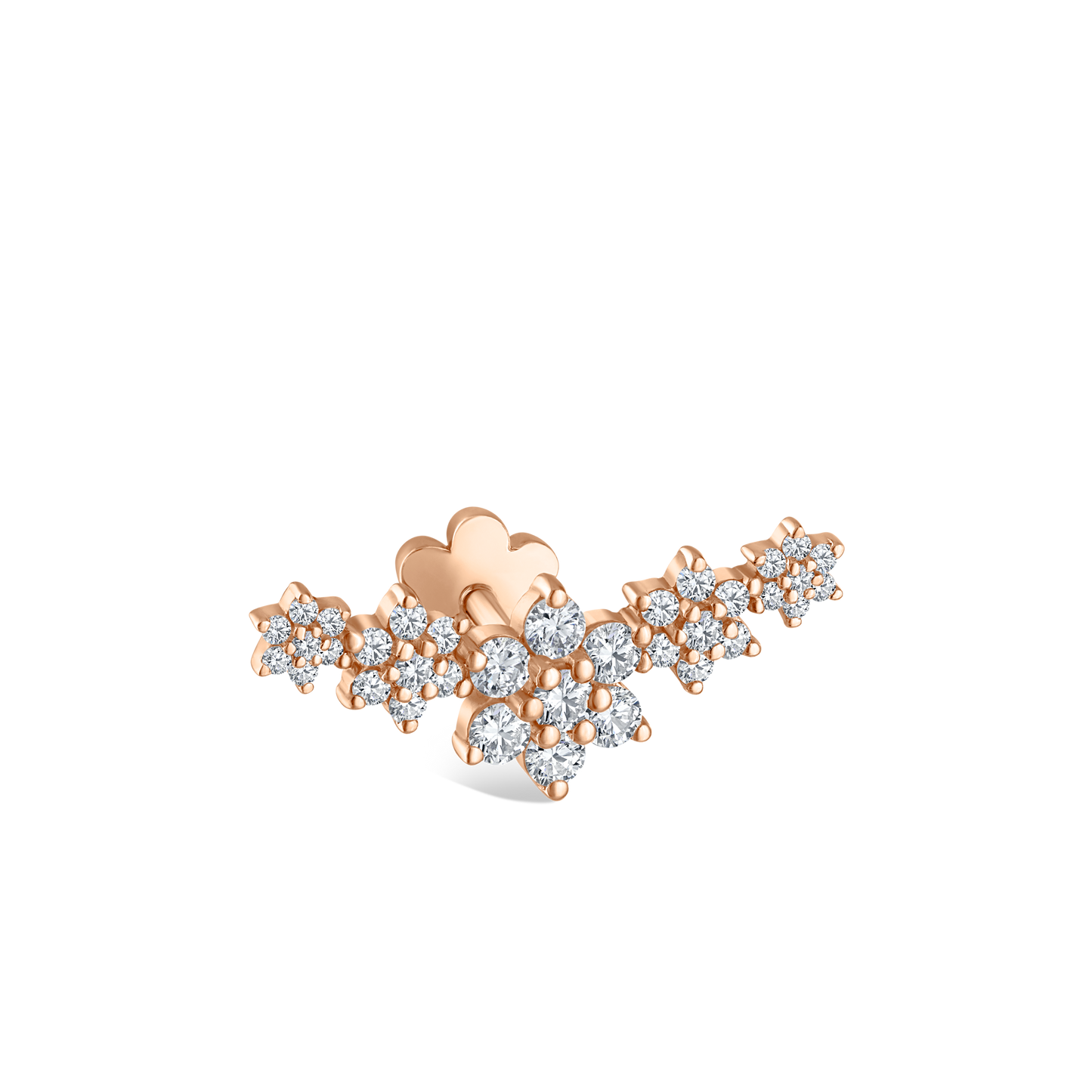 Five Flower Garland Diamond Threaded Stud Earring
