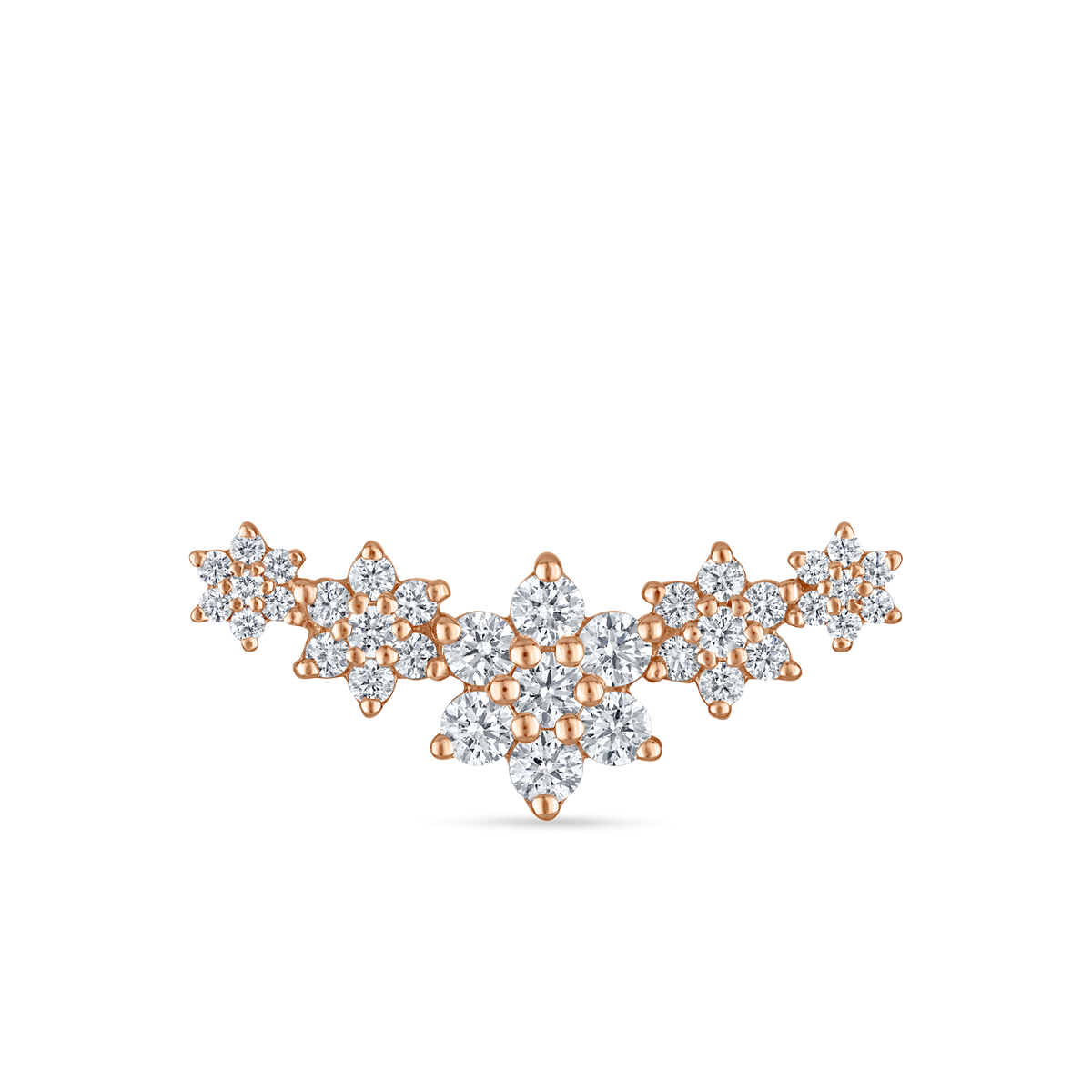 Five Flower Garland Diamond Threaded Stud Earring