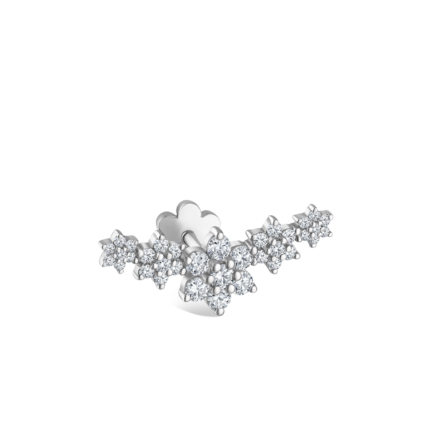 Five Flower Garland Diamond Threaded Stud Earring