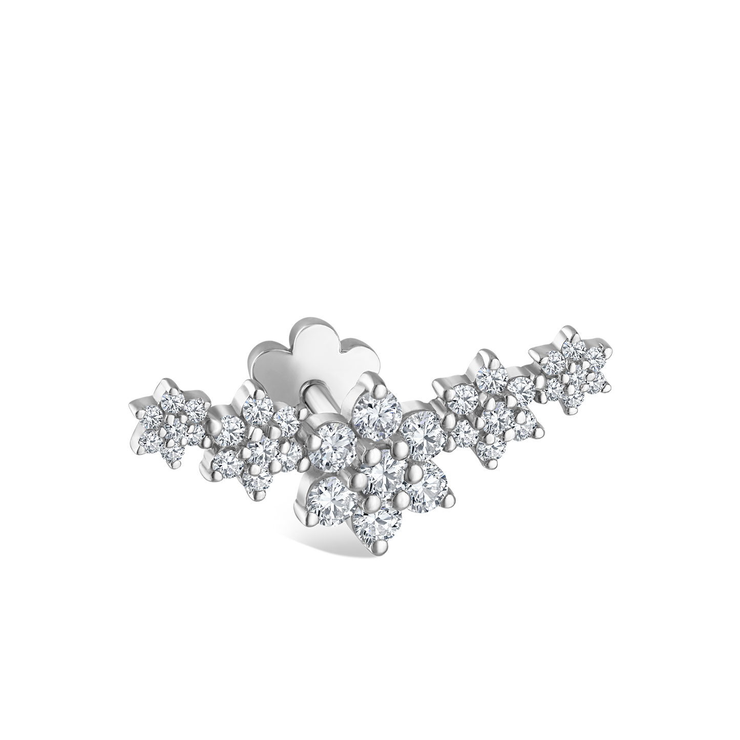 Five Flower Garland Diamond Threaded Stud Earring