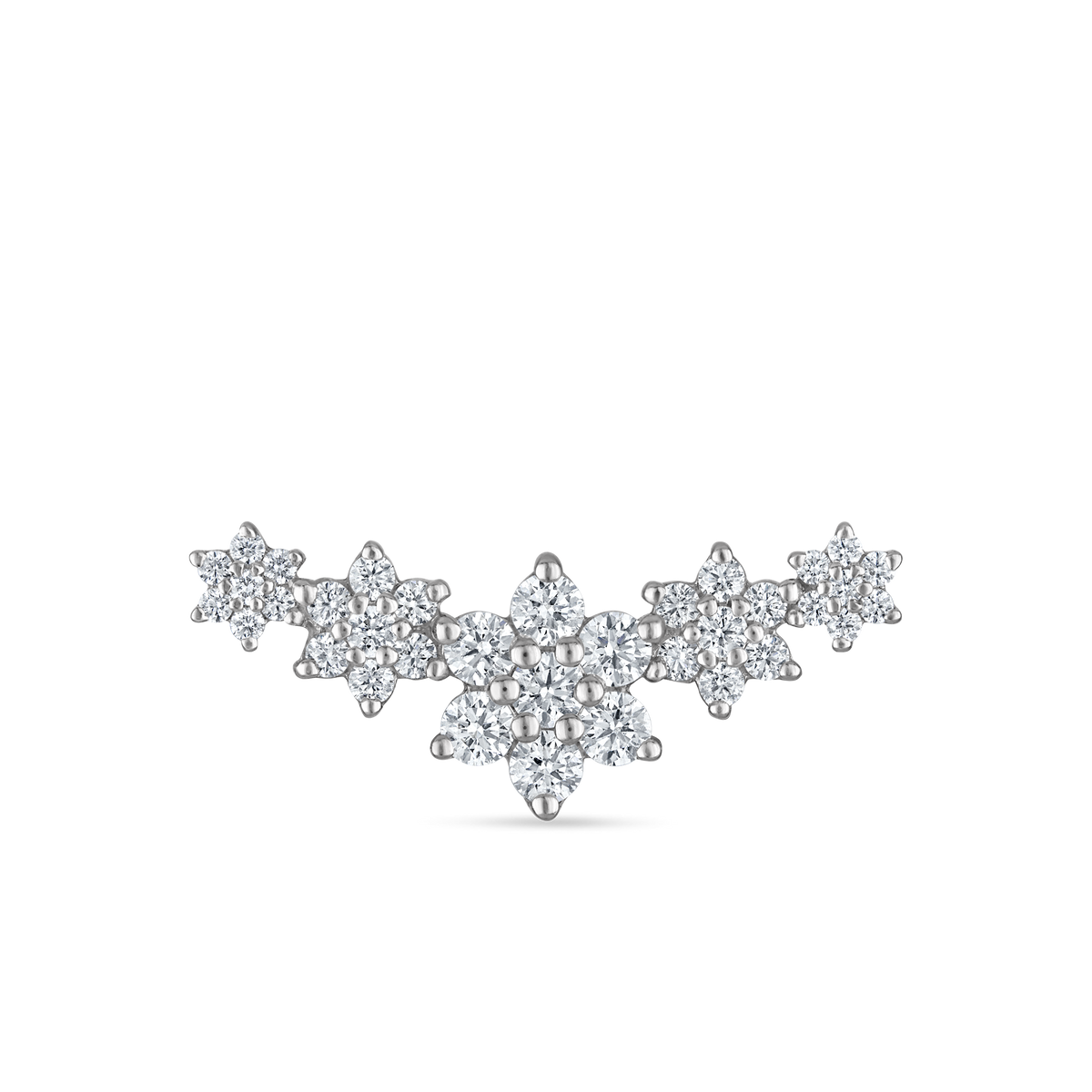 Five Flower Garland Diamond Threaded Stud Earring