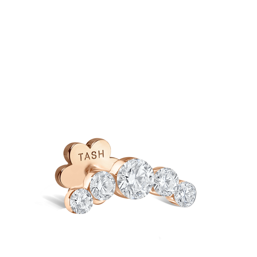 Invisible Set Five Diamond Open Curve Threaded Stud Earring