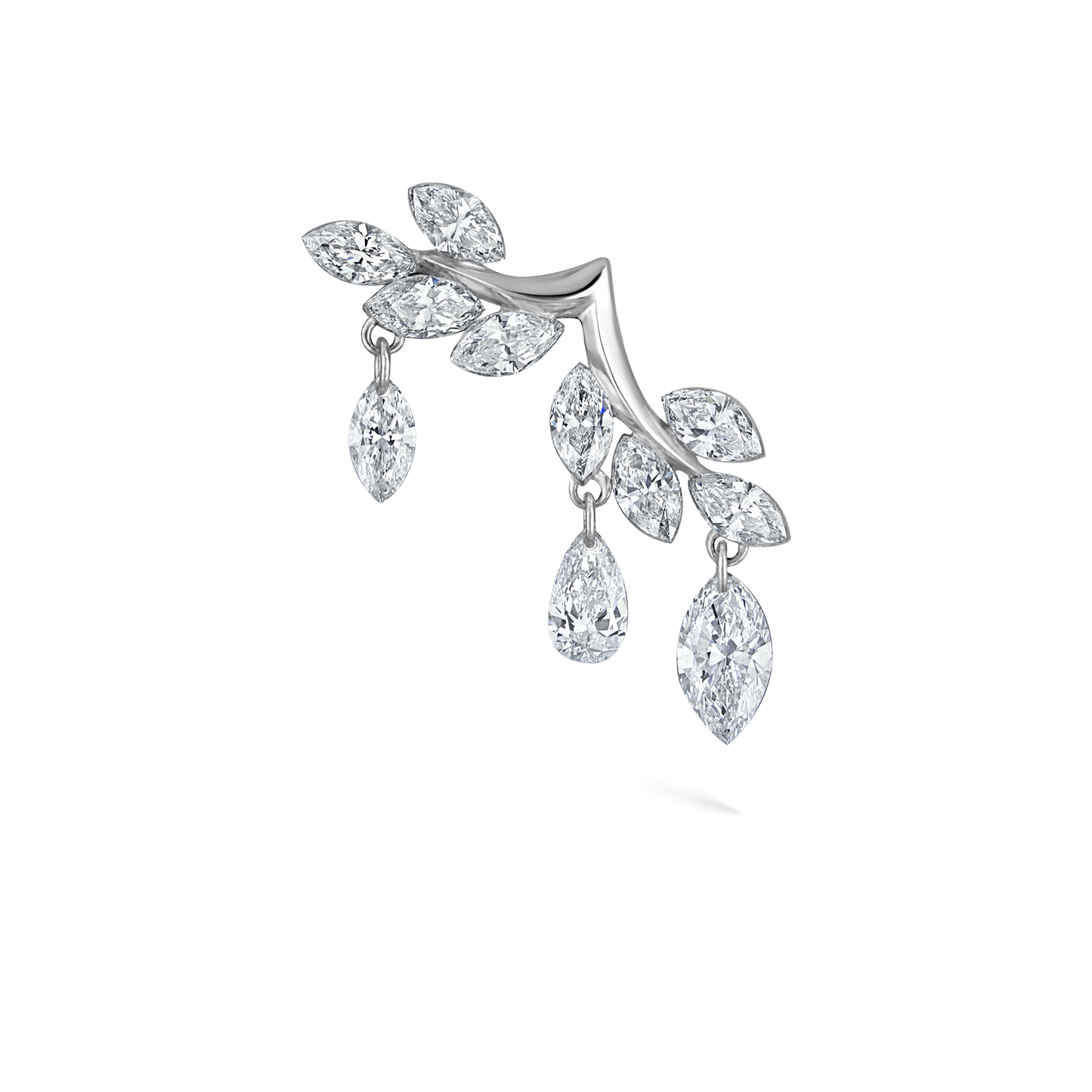 Diamond Vine Garland Threaded Stud Earring