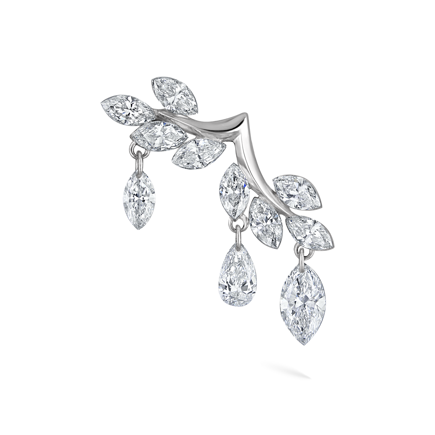 Diamond Vine Garland Threaded Stud Earring