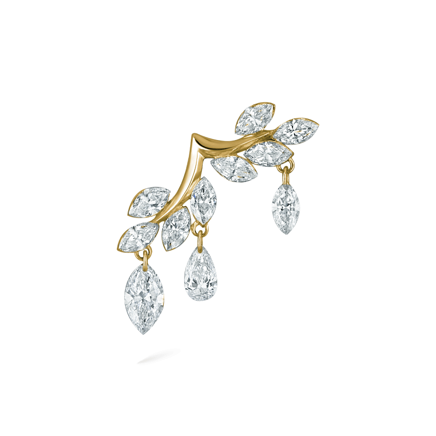 Diamond Vine Garland Threaded Stud Earring