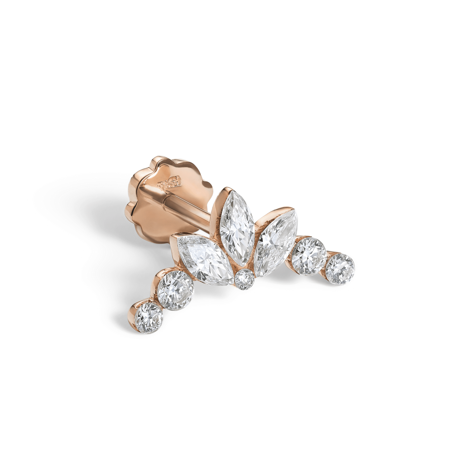 Invisible Set Diamond Lotus Garland Threaded Stud Earring