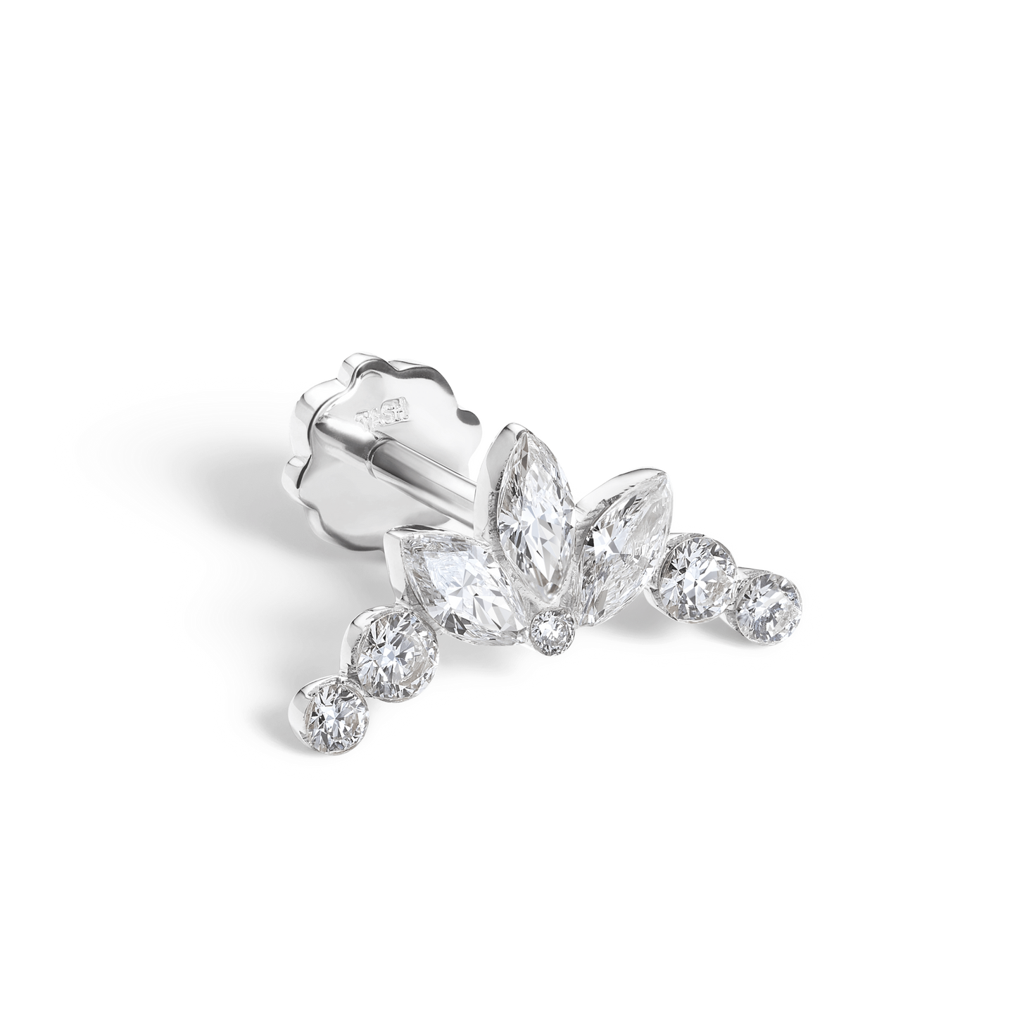 Invisible Set Diamond Lotus Garland Threaded Stud Earring