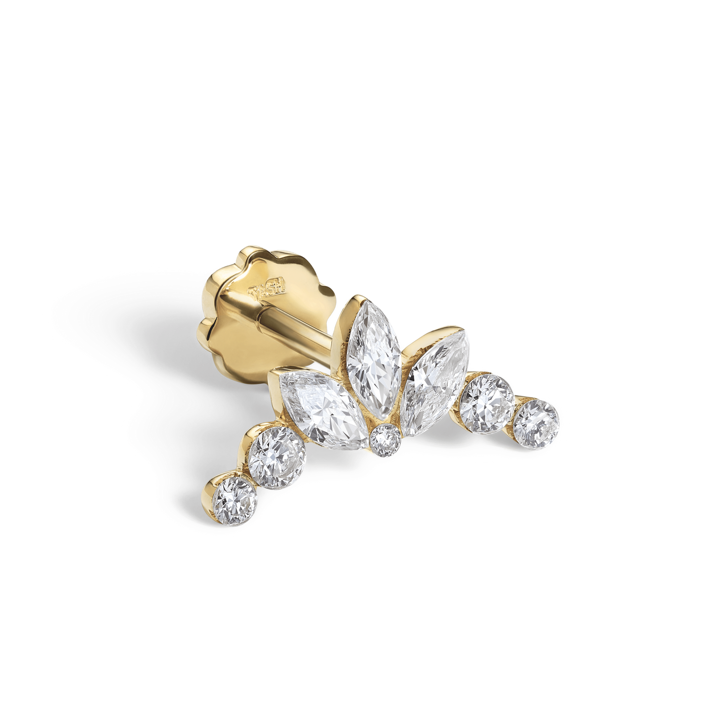 Invisible Set Diamond Lotus Garland Threaded Stud Earring