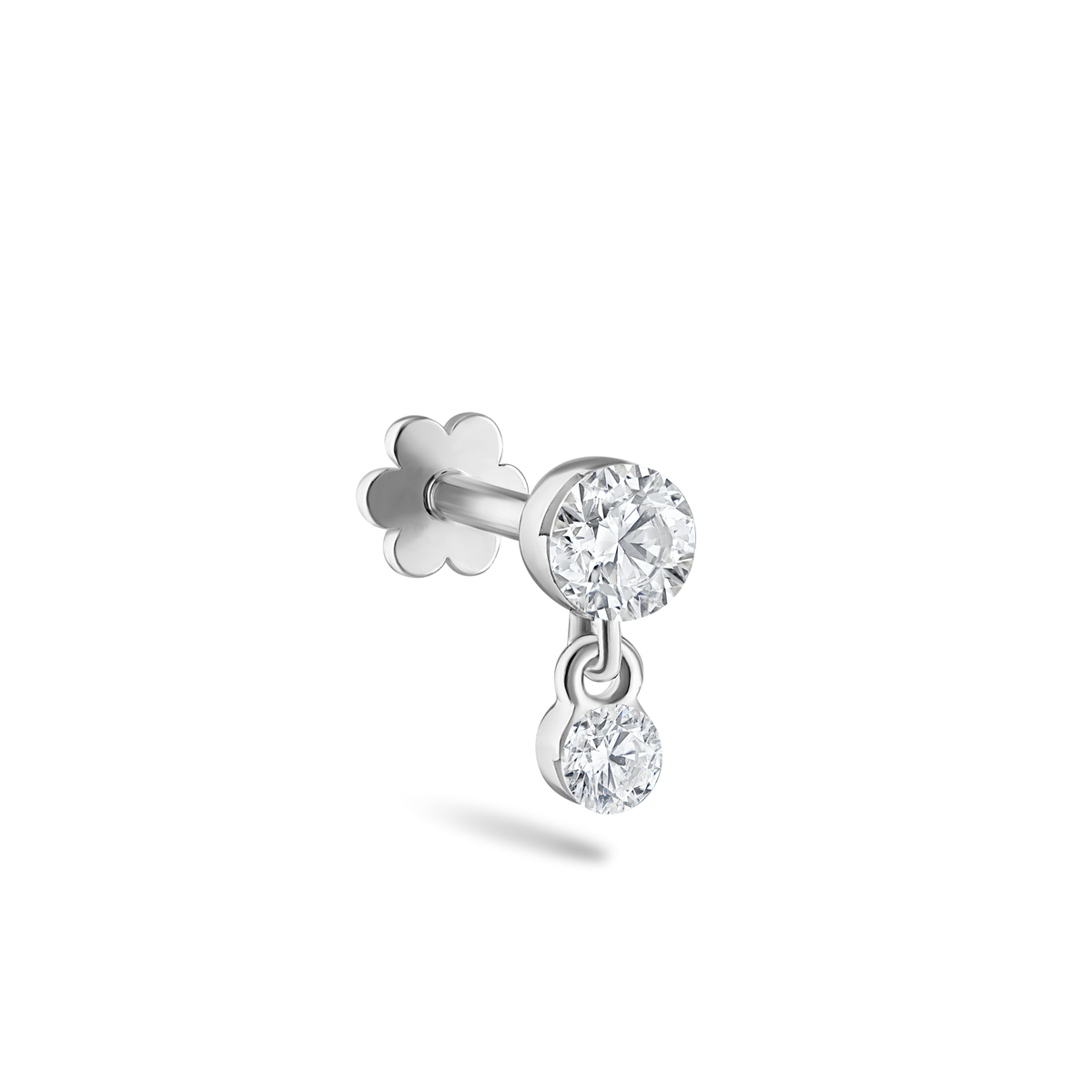 Invisible Set Diamond Dangle Threaded Stud Earring