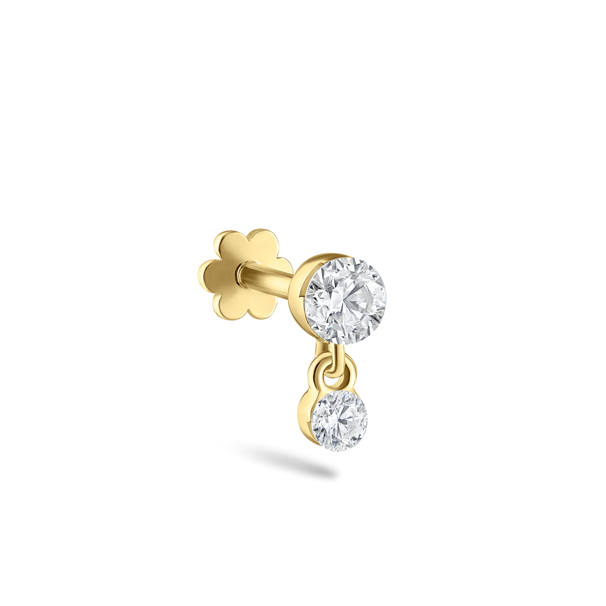 Invisible Set Diamond Dangle Threaded Stud Earring