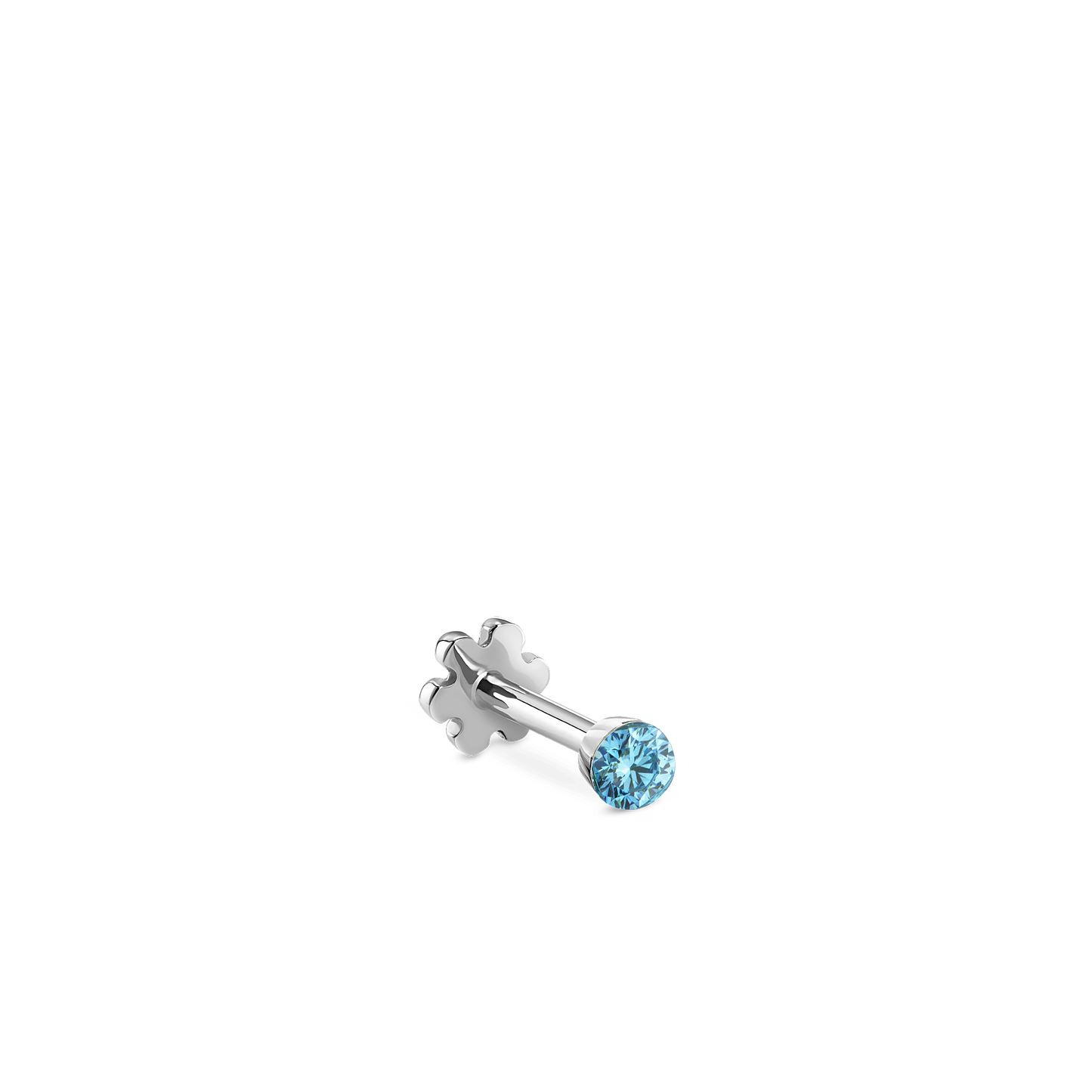Invisible Set Light Blue Diamond Threaded Stud Earring