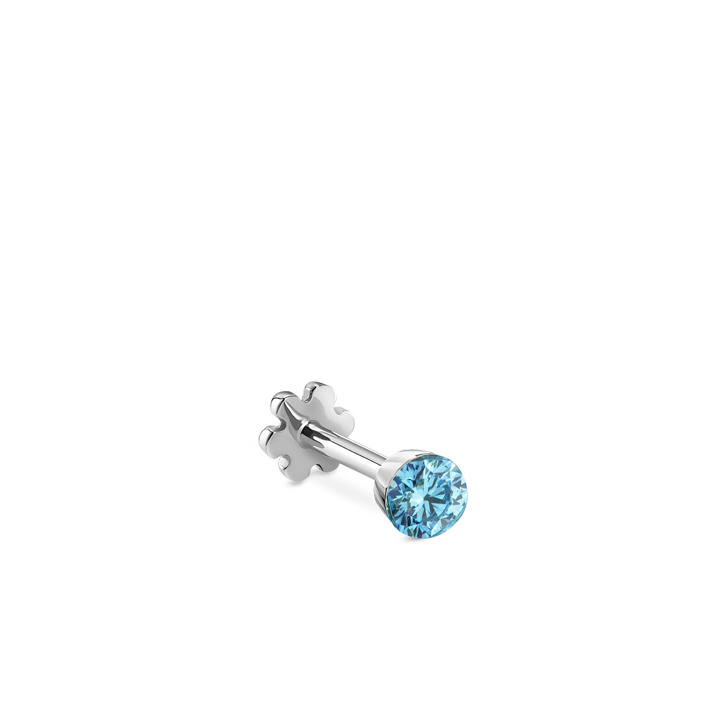 Invisible Set Light Blue Diamond Threaded Stud Earring