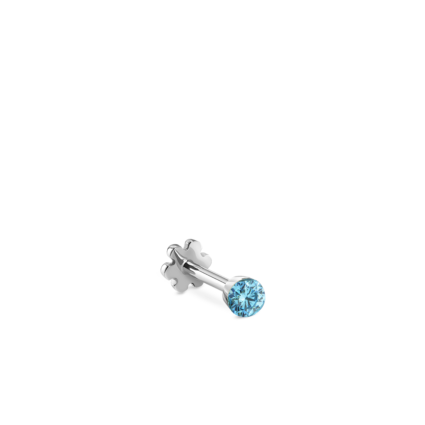 Invisible Set Light Blue Diamond Threaded Stud Earring