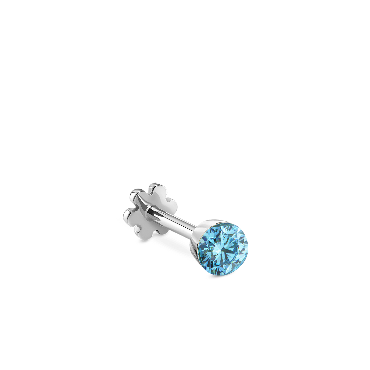 Invisible Set Light Blue Diamond Threaded Stud Earring