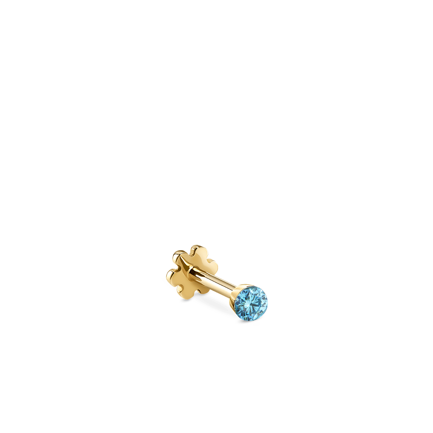 Invisible Set Light Blue Diamond Threaded Stud Earring