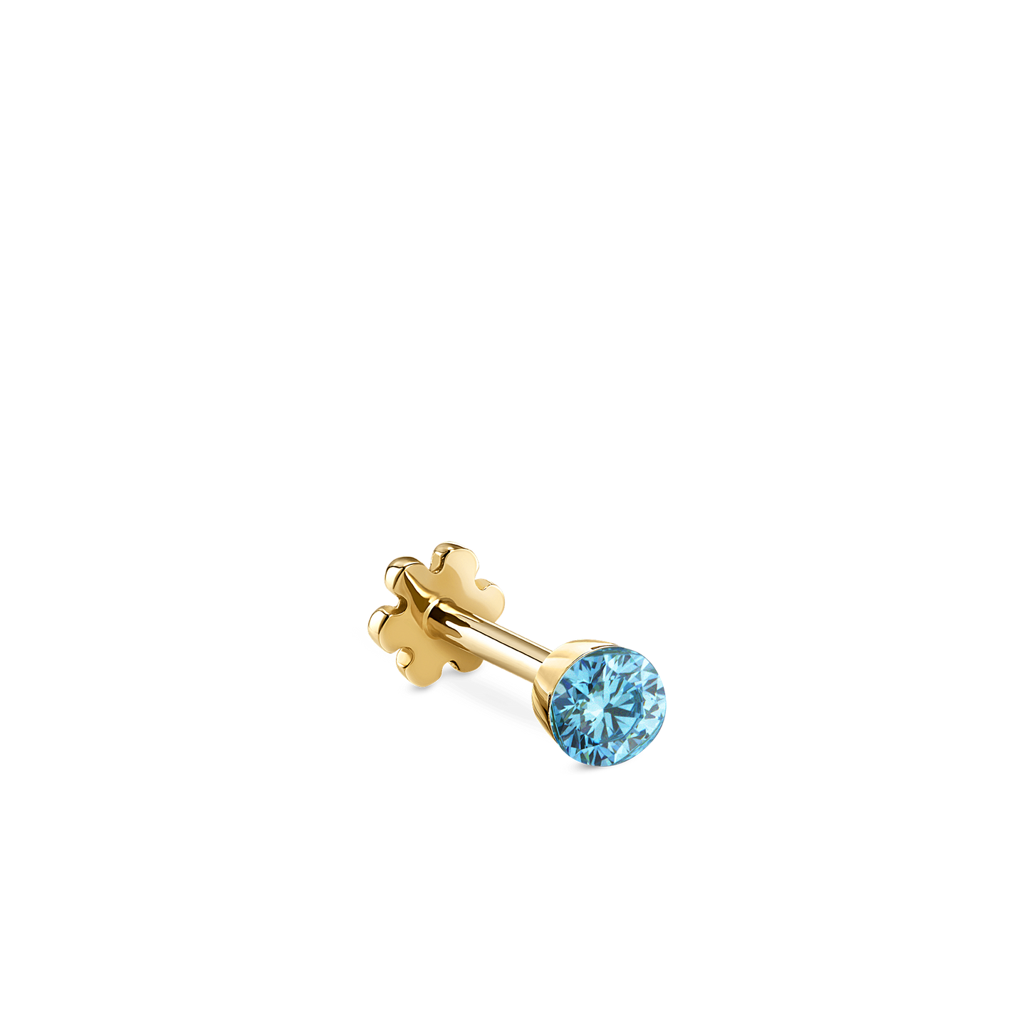 Invisible Set Light Blue Diamond Threaded Stud Earring