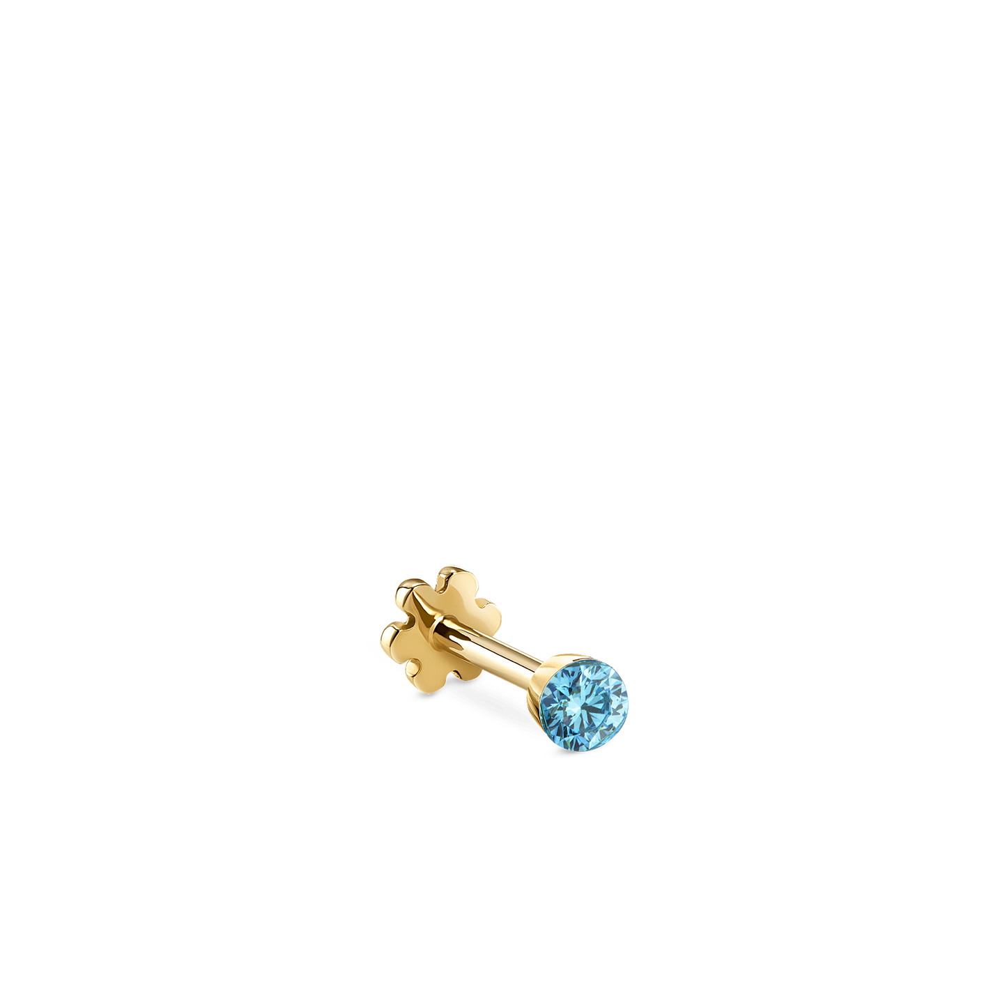 Invisible Set Light Blue Diamond Threaded Stud Earring