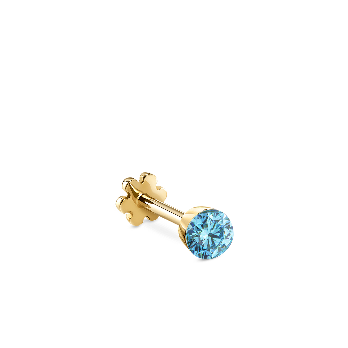 Invisible Set Light Blue Diamond Threaded Stud Earring