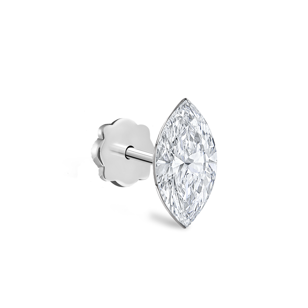 Invisible Set Diamond Marquise Threaded Stud Earring