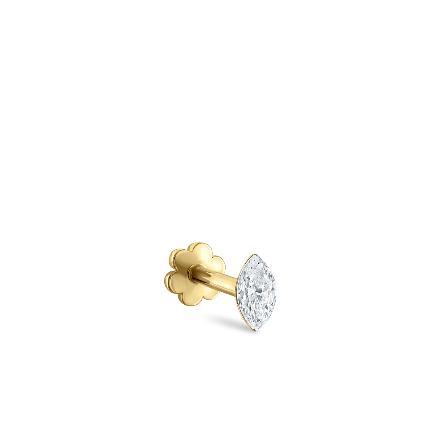 Invisible Set Diamond Marquise Threaded Stud Earring