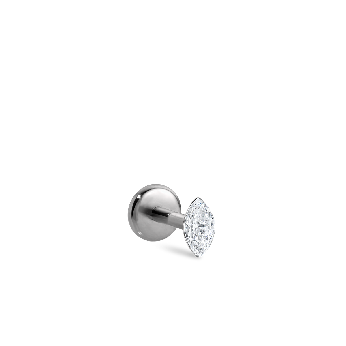 Invisible Set Diamond Marquise Threaded Stud Earring With Titanium Backing