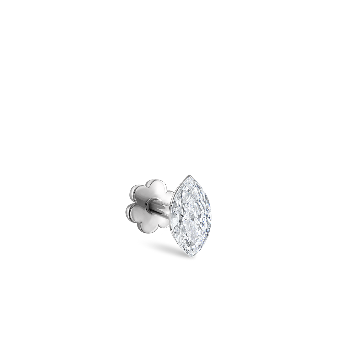 Invisible Set Diamond Marquise Threaded Stud Earring